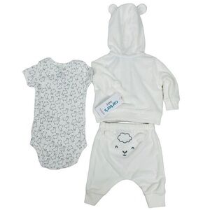 Carter’s 3 Piece Jogging Suit - NWT | Baby NB - Unisex | White Grey